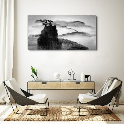 A lonely tree on a rocky mountain Print on canvas