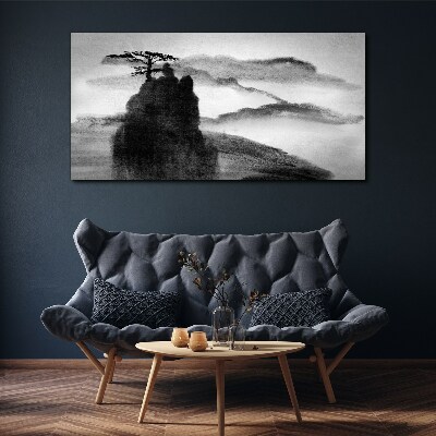A lonely tree on a rocky mountain Print on canvas