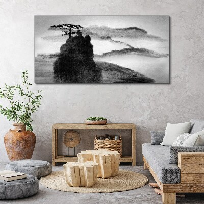 A lonely tree on a rocky mountain Print on canvas
