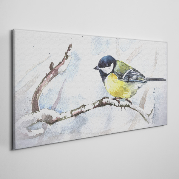 Winter Singer on a Branch Print on canvas
