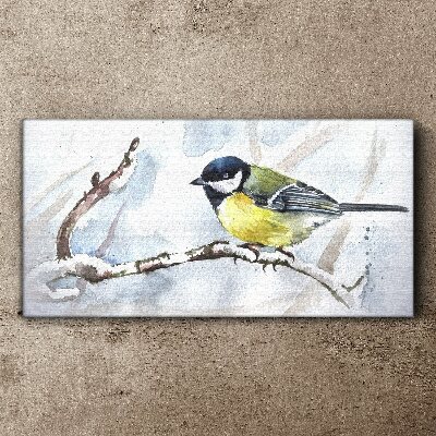 Winter Singer on a Branch Print on canvas