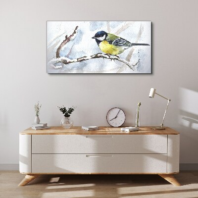 Winter snow branch animal Canvas Wall art