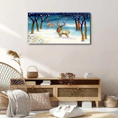 Winter landscape with a deer Canvas wall art