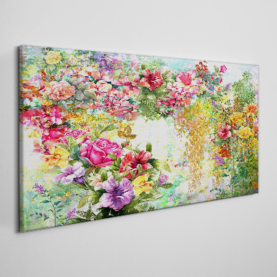 A flower paradise in pastel colors Print on canvas