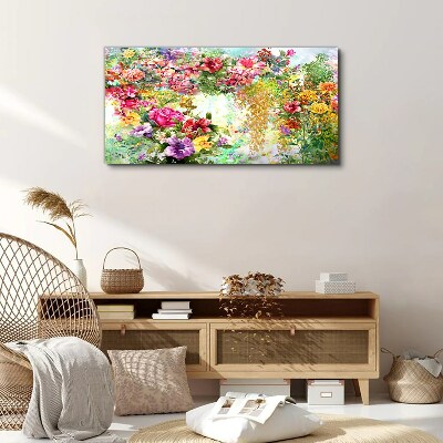 A flower paradise in pastel colors Print on canvas