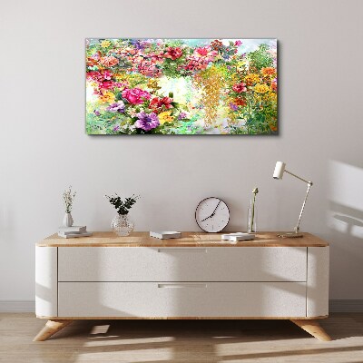 A flower paradise in pastel colors Print on canvas