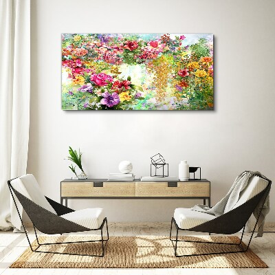 A flower paradise in pastel colors Print on canvas