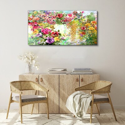 A flower paradise in pastel colors Print on canvas