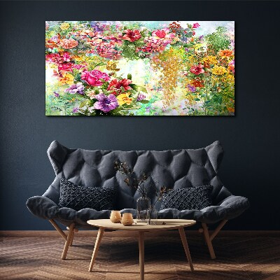 A flower paradise in pastel colors Print on canvas