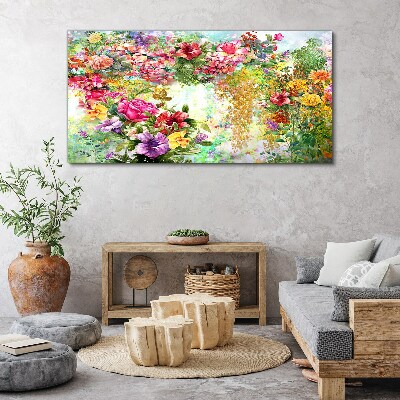 A flower paradise in pastel colors Print on canvas