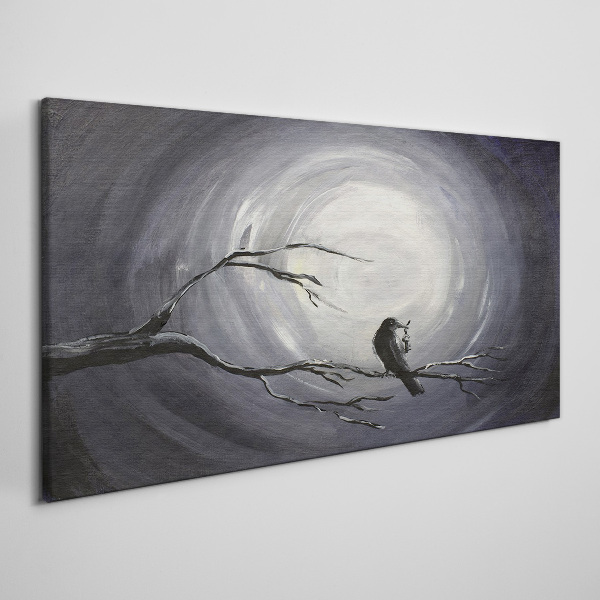 A lonely bird on a branch Canvas wall art