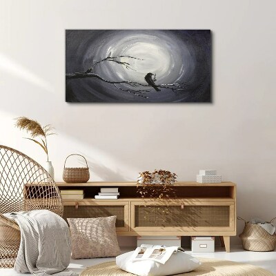 A lonely bird on a branch Canvas wall art
