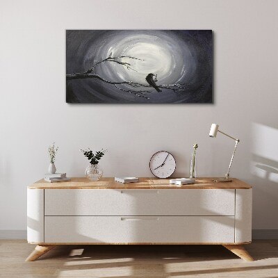 A lonely bird on a branch Canvas wall art