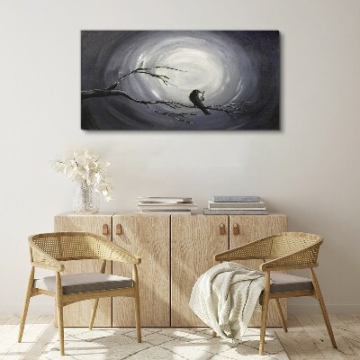A lonely bird on a branch Canvas wall art