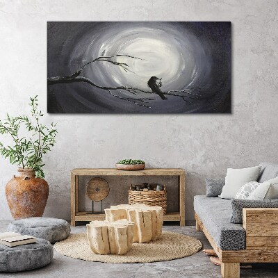 A lonely bird on a branch Canvas wall art