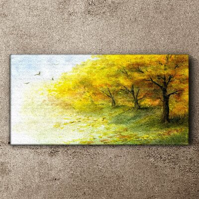 Golden autumn in the park Canvas wall art