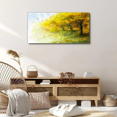 Golden autumn in the park Canvas wall art