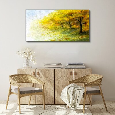 Golden autumn in the park Canvas wall art