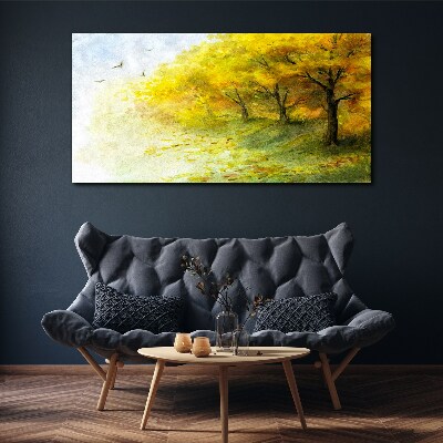Golden autumn in the park Canvas wall art