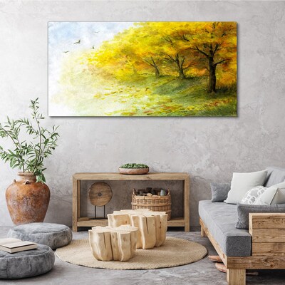 Golden autumn in the park Canvas wall art