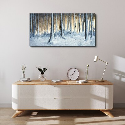 Winter forest in the morning Print on canvas