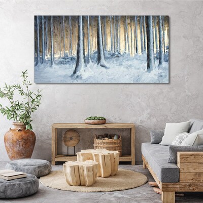 Winter forest in the morning Print on canvas