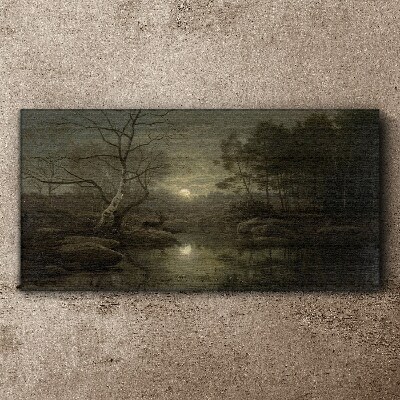 Night landscape with a deer Print on canvas