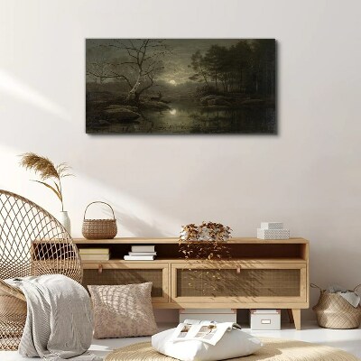 Night landscape with a deer Print on canvas