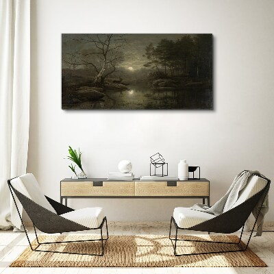 Night landscape with a deer Print on canvas