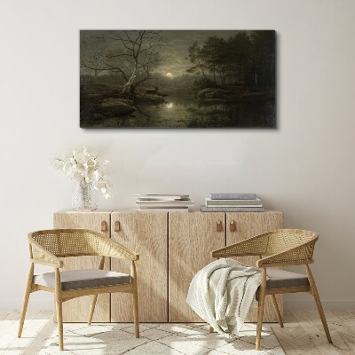 Night landscape with a deer Print on canvas