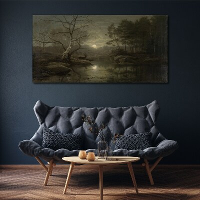 Night landscape with a deer Print on canvas