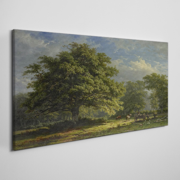 A peaceful landscape with a tree Canvas wall art