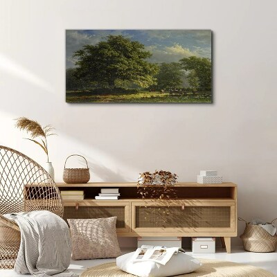A peaceful landscape with a tree Canvas wall art