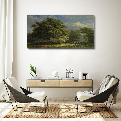 A peaceful landscape with a tree Canvas wall art