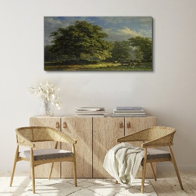 A peaceful landscape with a tree Canvas wall art