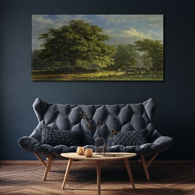 A peaceful landscape with a tree Canvas wall art