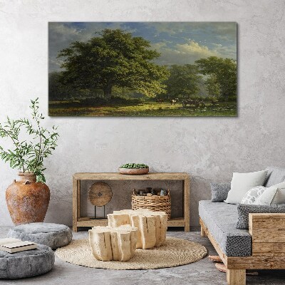 A peaceful landscape with a tree Canvas wall art