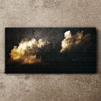 Golden clouds on a dark background Canvas wall art