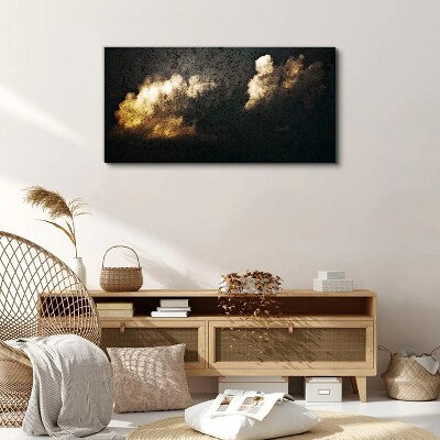 Golden clouds on a dark background Canvas wall art