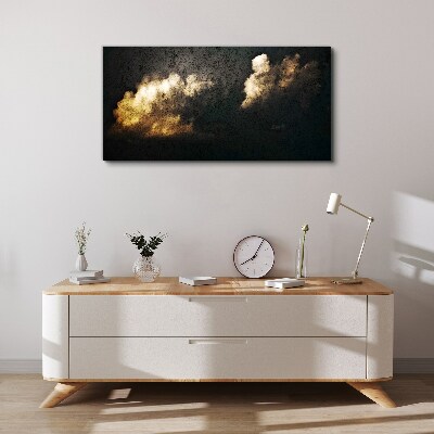 Golden clouds on a dark background Canvas wall art