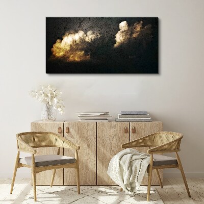 Golden clouds on a dark background Canvas wall art