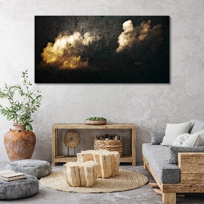 Golden clouds on a dark background Canvas wall art