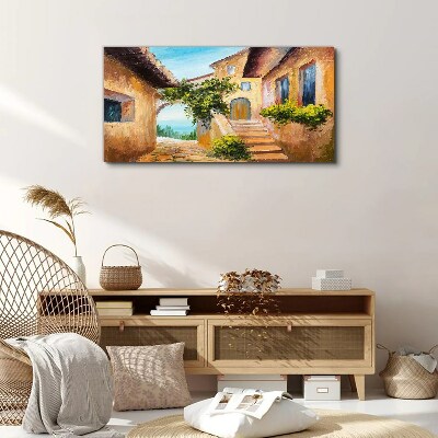 The charming streets of a seaside village Canvas wall art