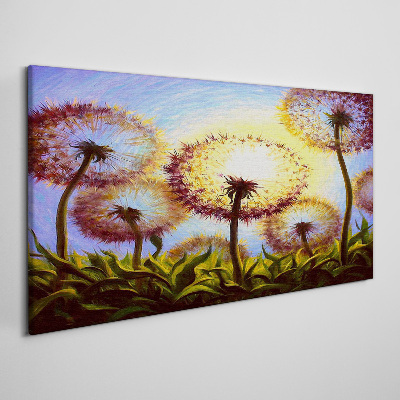 Golden dandelions in the sunlight Canvas wall art