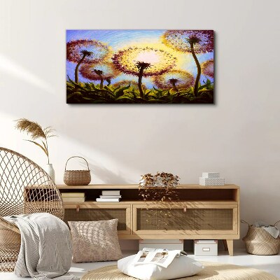 Golden dandelions in the sunlight Canvas wall art