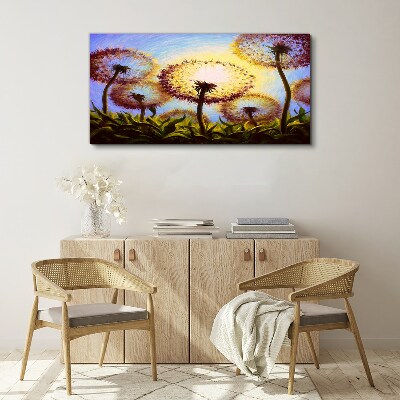 Golden dandelions in the sunlight Canvas wall art