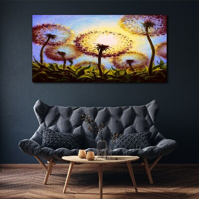 Golden dandelions in the sunlight Canvas wall art