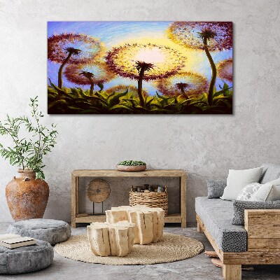Golden dandelions in the sunlight Canvas wall art