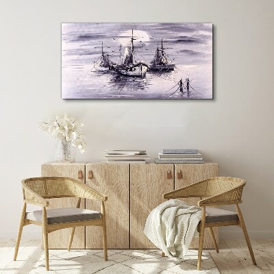 A quiet port at sunset Print on canvas