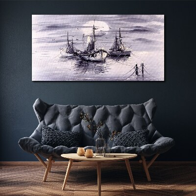 A quiet port at sunset Print on canvas